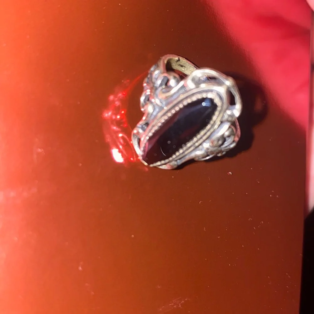 New vintage Sterling silver Ring with black Diamond